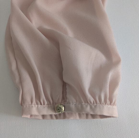 Marchesa Rose women Blush Pink Ruffle Cold Shoulder Long Sleeve Mini Dress Sz M - Picture 10 of 11